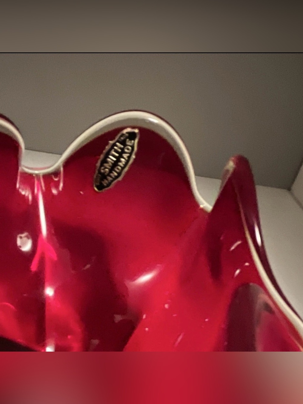 LE SMITH Vintage Red Glass Tulip Decorative Bowl - Picture 4 of 5
